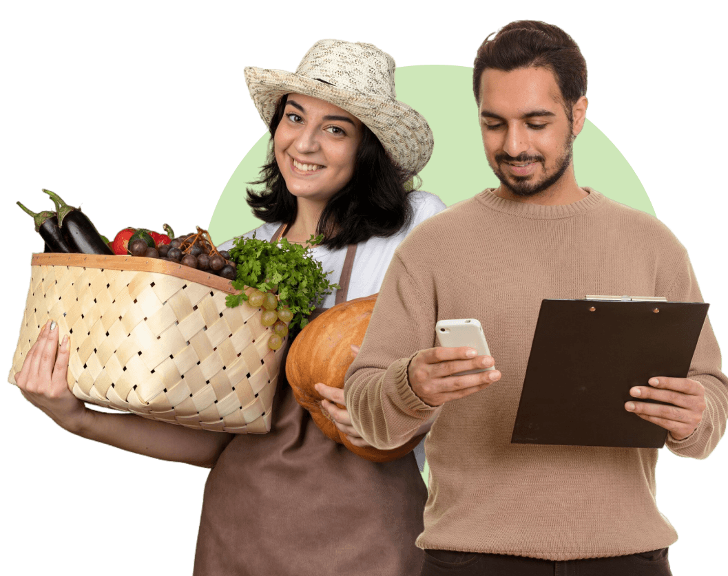 People with fresh produce